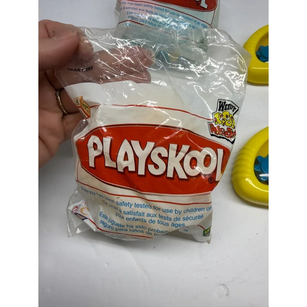 Playskool Toy Lot Vintage Spinning Gears and Wendys Kids Meal Vehicles 4pc